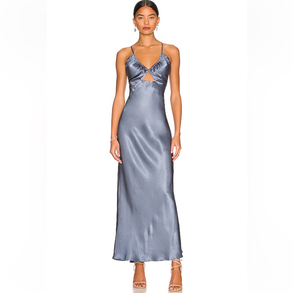Shona Joy Blue Satin Maxi Dress